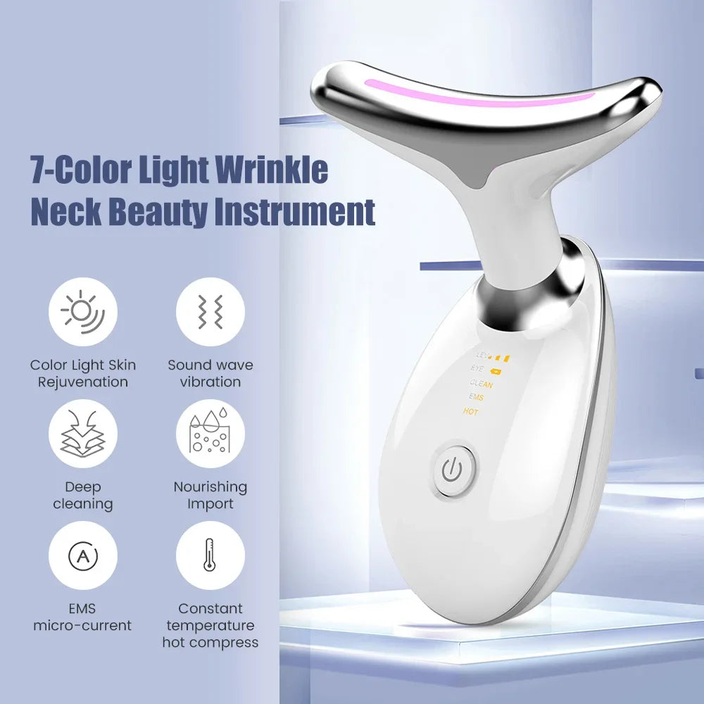 Masajeador Facial EMS con Luz LED | Rejuvenecedor Antiedad para Cara y Cuello, Elimina Arrugas y Papada