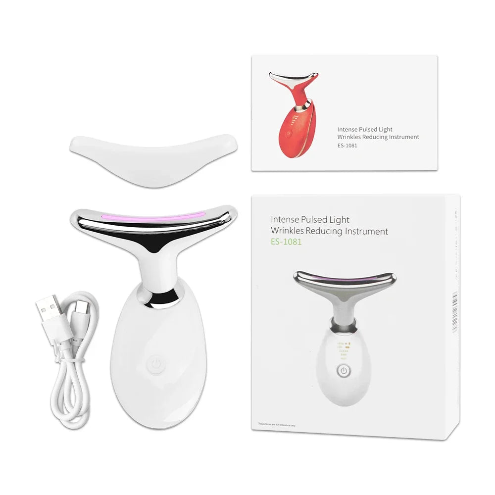 Masajeador Facial EMS con Luz LED | Rejuvenecedor Antiedad para Cara y Cuello, Elimina Arrugas y Papada