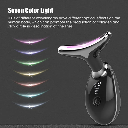 Masajeador Facial EMS con Luz LED | Rejuvenecedor Antiedad para Cara y Cuello, Elimina Arrugas y Papada