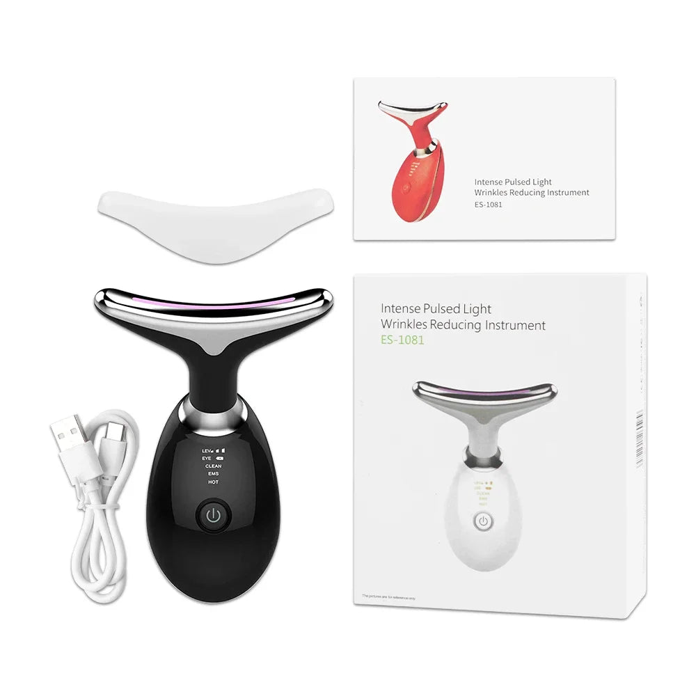 Masajeador Facial EMS con Luz LED | Rejuvenecedor Antiedad para Cara y Cuello, Elimina Arrugas y Papada